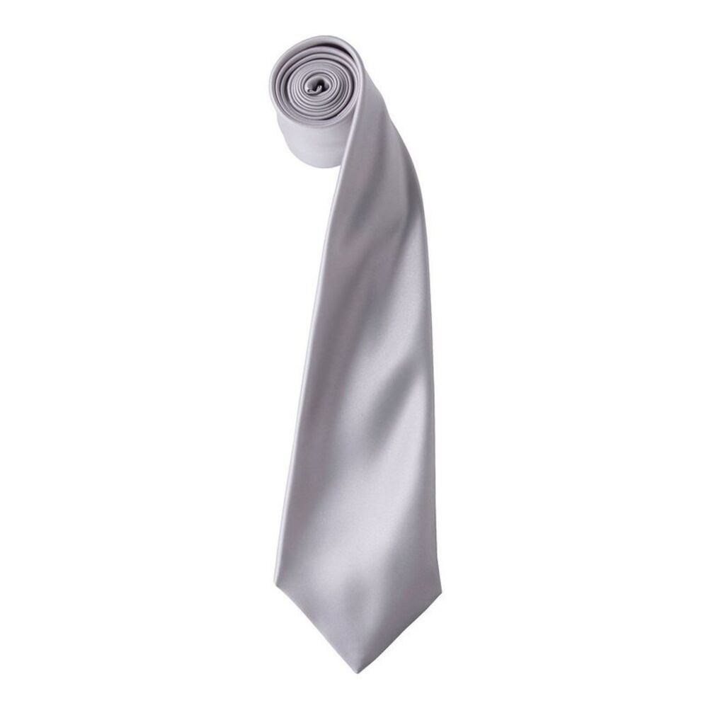 Premier Unisex Adult Colours Satin Tie / Silver